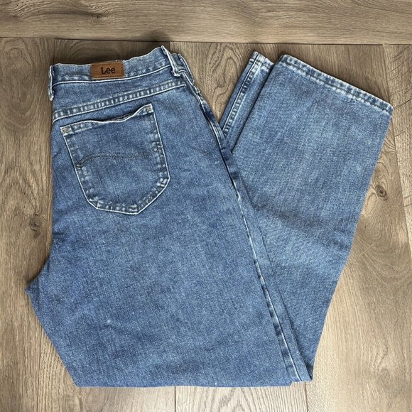 Lee Relaxed Jeans Womens 14 Medium Straight Leg Regular Blue jeans Denim - Picture 2 of 13